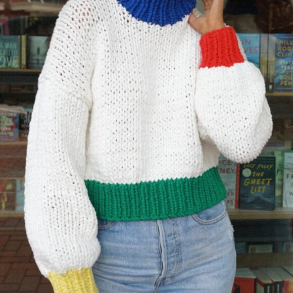 NWOT Zora Chunky Sweater in Primary Colors, Size S/M - Picture 2 of 9